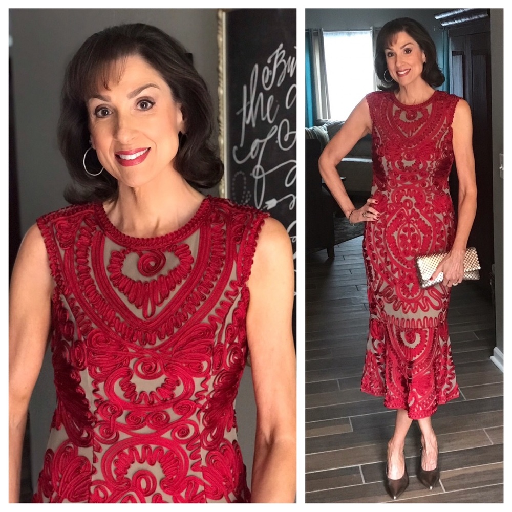 JS Collection soutache ribbon embroidered cocktail dress